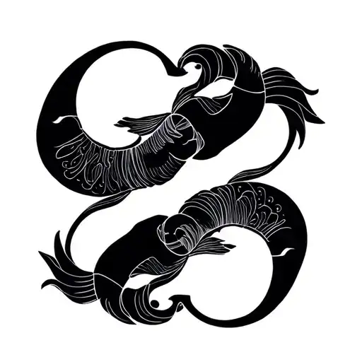 minimalist taurus, pisces, aquarius zodiac sign intertwined tattoo design idea