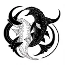minimalist taurus, pisces, aquarius zodiac sign intertwined tattoo design idea