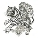 A tiger with an buzzard perched on tigers back tattoo design idea