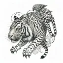 A tiger with an buzzard perched on tigers back tattoo design idea