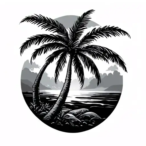 Ankle Palm Tree tattoo design idea