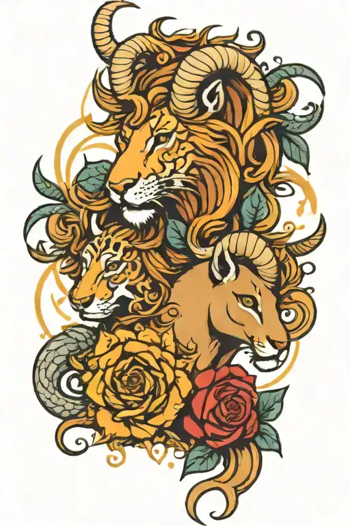 leo and capricorn  tattoo design idea