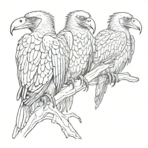 vultures sitting on skill tattoo design idea
