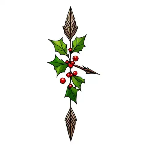 mistletoe arrow tattoo design idea