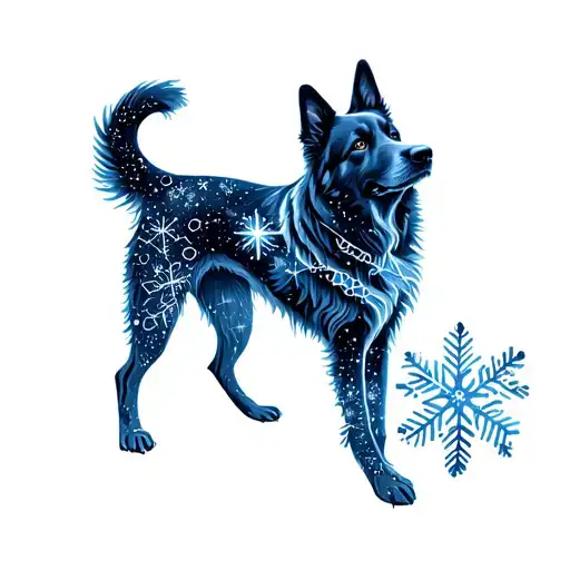 canis major constellation made of snowflakes tattoo design idea
