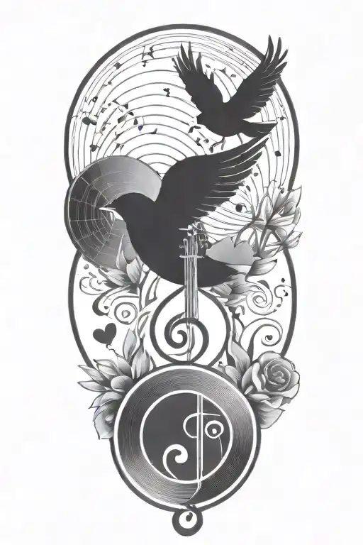 Music, Love and Peace inspired design tattoo design idea