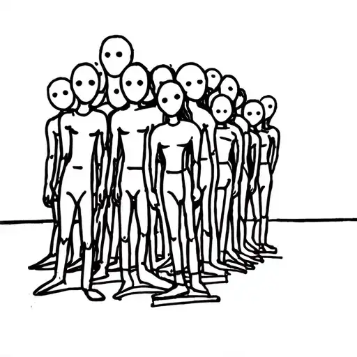crowd of people with no faces tattoo design idea