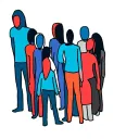 crowd of people with no faces tattoo design idea