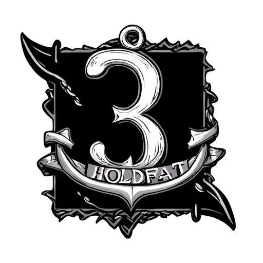 number 3 with anchor and word holdfast tattoo design idea