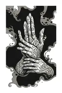 prayer hands reaching tattoo design idea