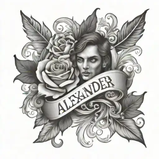 Name Alexander + Maria tattoo design idea