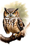 owl perched on a branch tattoo design idea