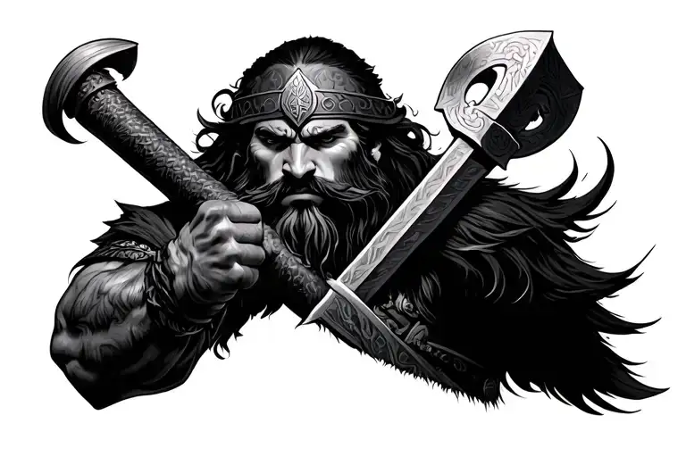 Scottish warrior with viking heritage tattoo design idea