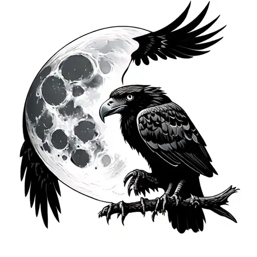 libra hawk waxing gibbous moon tattoo design idea