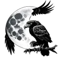 libra hawk waxing gibbous moon tattoo design idea