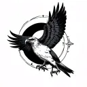 libra hawk waxing gibbous moon tattoo design idea