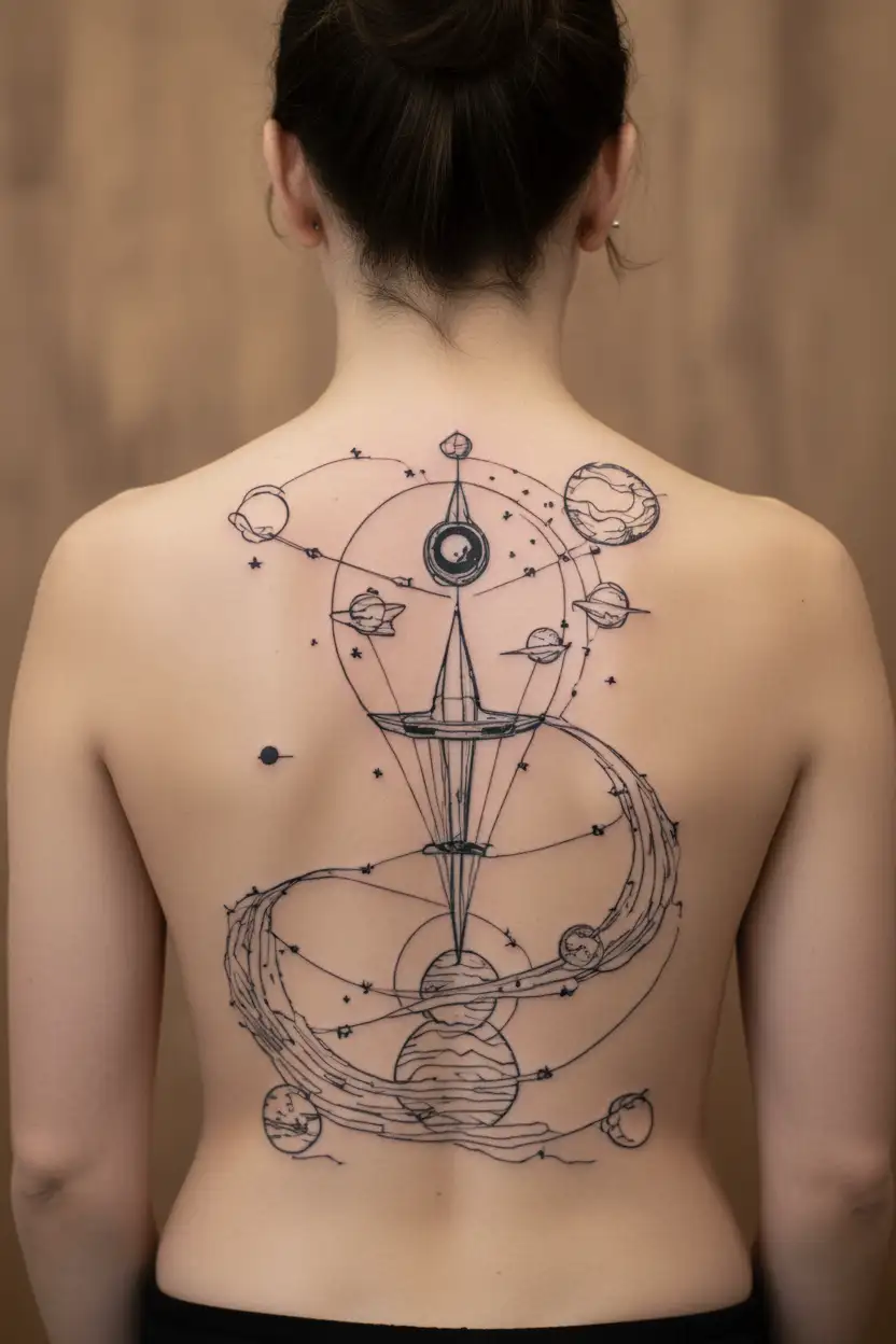 stoicism and space themed tattoo tattoo design idea