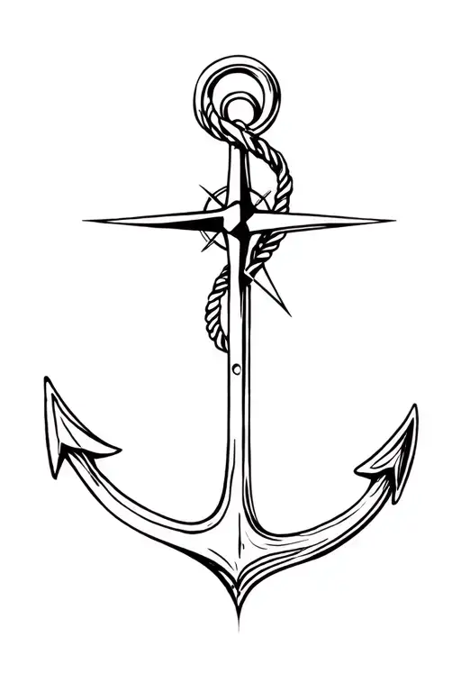 anchor compass intertwined tattoo design idea
