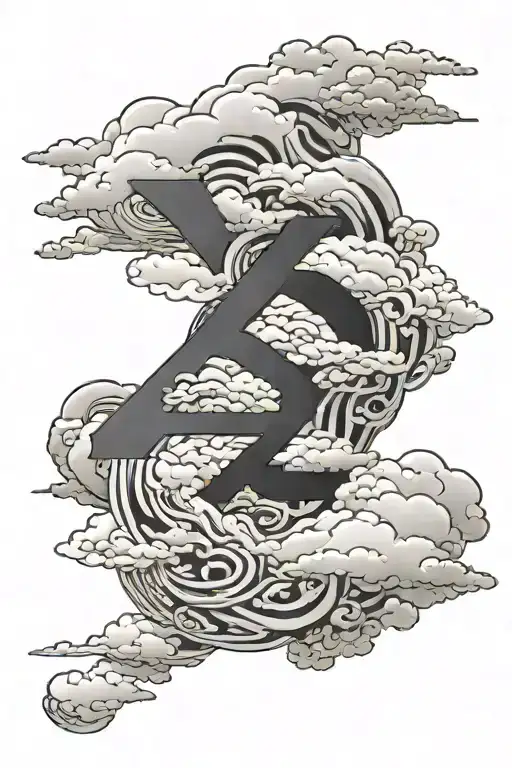the word kenzo with akatsuki clouds forming the shape tattoo design idea
