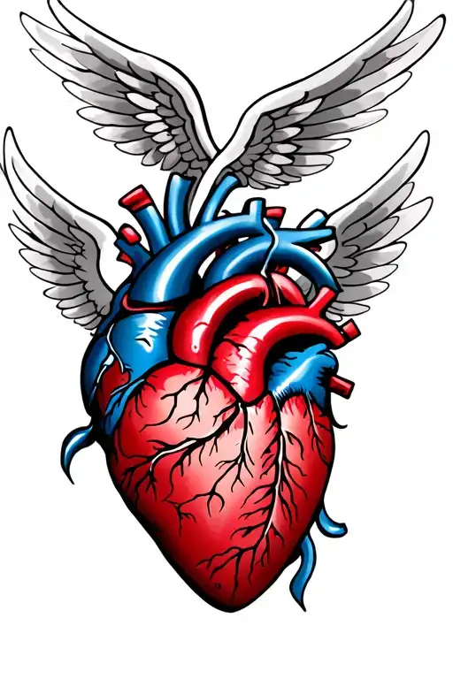 Heart with wings  tattoo design idea