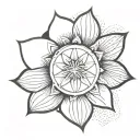 lotus flower and sand dollar in the center  tattoo design idea