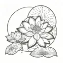 lotus flower and sand dollar in the center  tattoo design idea