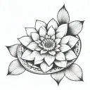 lotus flower and sand dollar in the center  tattoo design idea