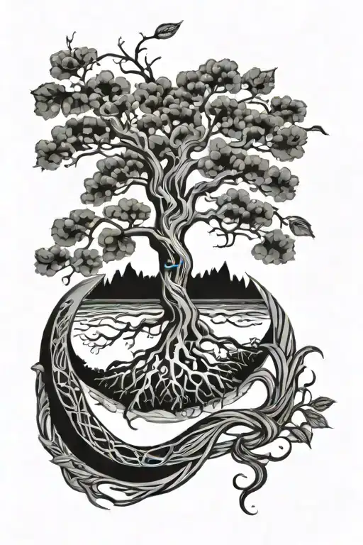 torn skin and tree of life tattoo design idea
