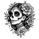 black and white mexican catrina tattoo design idea