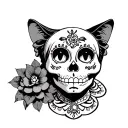 black and white mexican catrina tattoo design idea