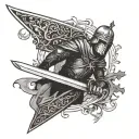 Peter Pan knight templar sword tattoo design idea
