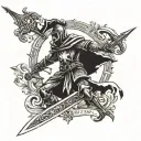 Peter Pan knight templar sword tattoo design idea