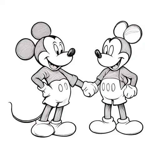 Walt Disney and Mickey Mouse Holding hands  tattoo design idea