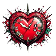 heart clock tattoo design idea