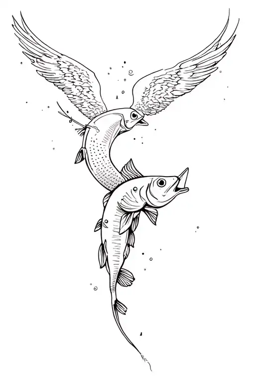 Papa gone fishing in heaven tattoo design idea