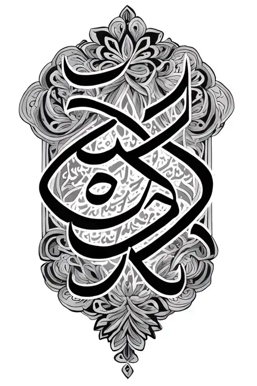 Radhia in Arabic Calligraphy Ornament tattoo design idea