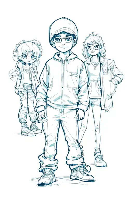 nostalgic scene featuring elements of 90s cartoon characters tattoo design idea