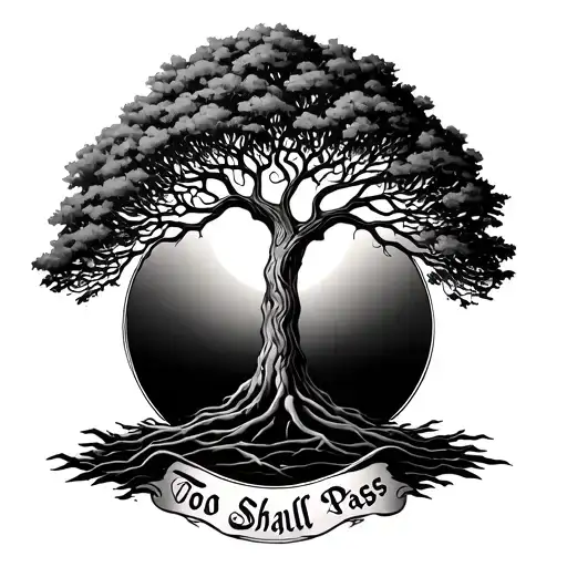 Tree of Life combined with "This Too Shall Pass" tattoo design idea