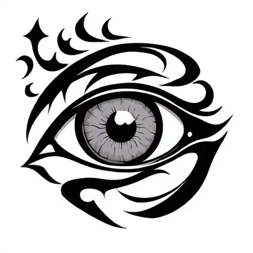 karna eye symbol integrated tattoo design idea