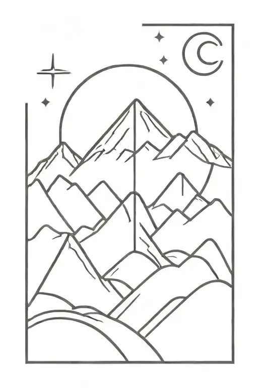balance sonne berge tattoo design idea