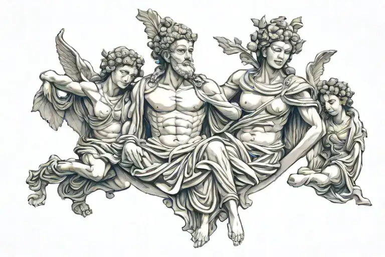 Korean and Greek statue tattoo design idea