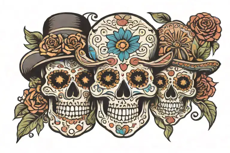 male mexican sugar skulls tattoo design idea