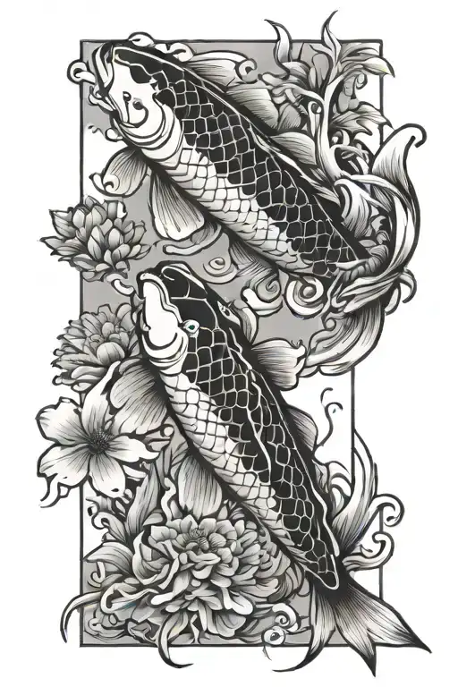 koi fish with quote with fine line tattoo tattoo design idea