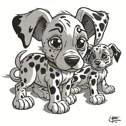 panpan aristochats 101 dalmatians puppies cartoon tattoo design idea