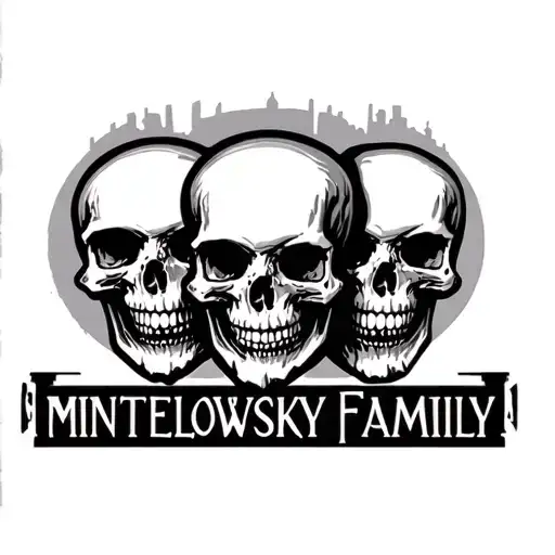 Make 3 skulls with the phrase "Mintelowsky Family" underneath. tattoo design idea
