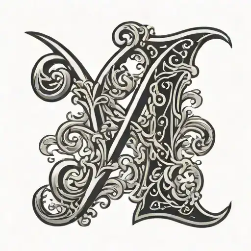 initials K A P V in old english font The letters tattoo design idea