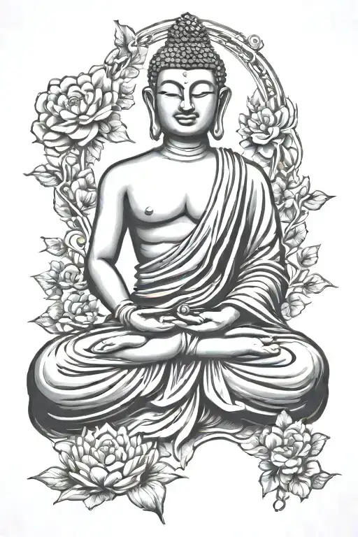 Buddha meditating tattoo design idea