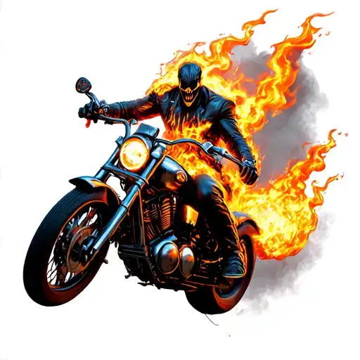 ghost rider jumping red flames chest tattoo tattoo design idea