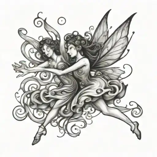 fairy whirls in dance tattoo design idea