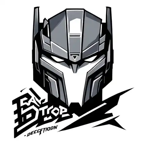 Bayverse Megatron headshot with deception logo incorporated tattoo design idea